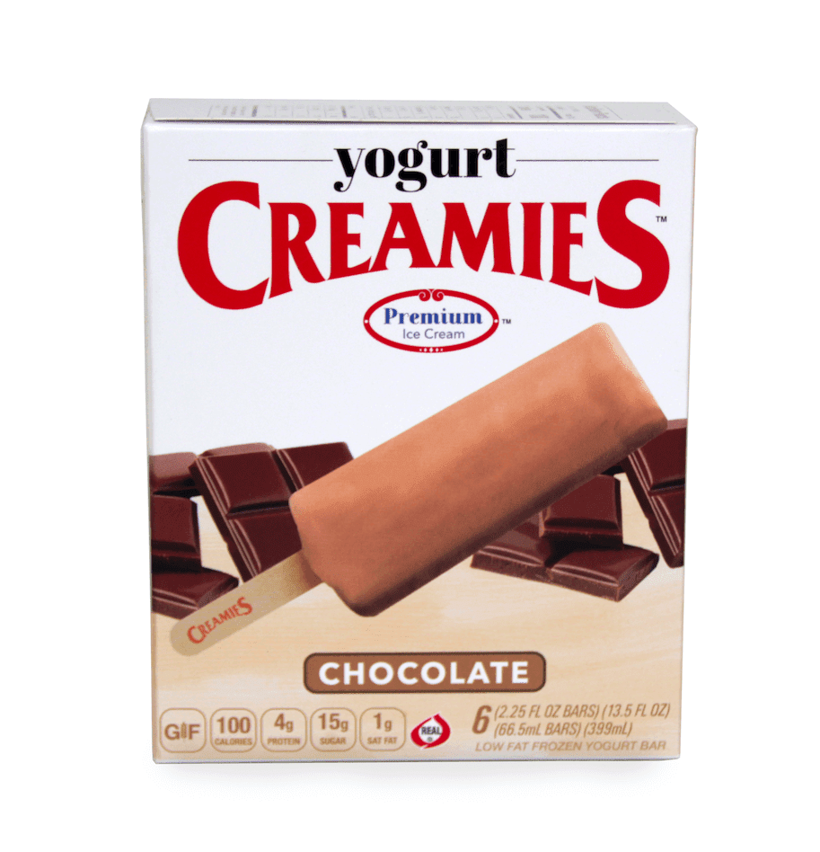 Frozen chocolate yogurt bar from Creamies